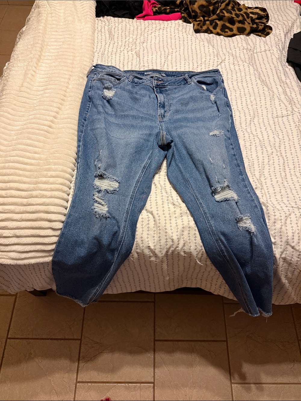 Old Navy Light Blue Distressed Boyfriend Jeans